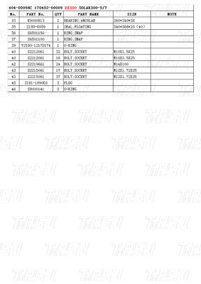 404-00098C 170402-00009 USO DE VIAJE PARA DOOSAN CATALOG DX300 SOLAR300-5/7 El uso de las máquinas de viaje para el transporte de mercancías