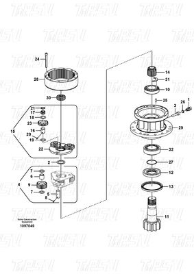 EC140B Reducción de oscilación planetaria para excavadora para catálogo Volvo VOE14507900