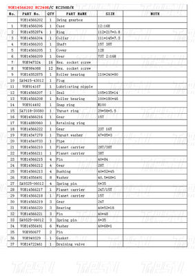 Catálogo de reductores de engranajes planetarios de acero para talleres de reparación de máquinas VOE14566202 EC240B