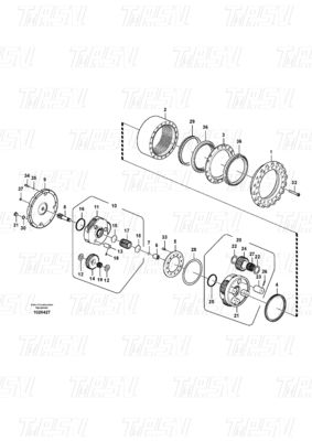 VOE14575732 Caja de cambios de viaje de excavadora de acero para catálogo Volvo EC240B