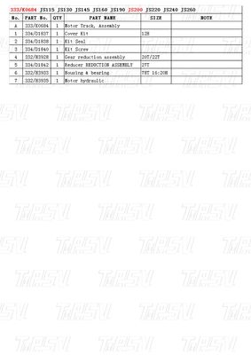 333/K0684 Caja de engranajes de viaje de excavadora de acero con accionamiento del motor de viaje hidráulico Catálogo JS200