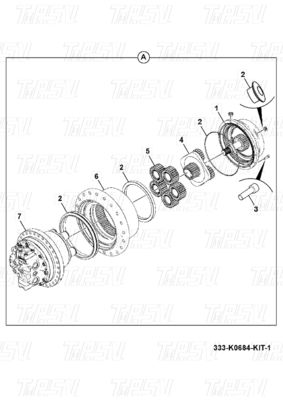 333/K0684 Caja de engranajes de viaje de excavadora de acero con accionamiento del motor de viaje hidráulico Catálogo JS200