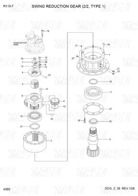 R110-7 Negro OEM excavadora giratoria motor de accionamiento de piezas Catálogo 31N4-10140
