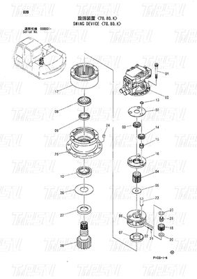 Motor de movimiento de oscilación hidráulica Excavadora de movimiento de oscilación Catálogo 4445648 4470057 ZX70
