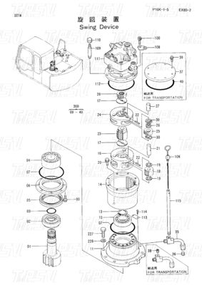 9118328 EX60-3 Catálogo de piezas del motor de la excavadora con accionamiento oscilante con reductor de engranajes planetarios
