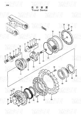 Reducción planetaria de acero EX120-2 Catálogo del motor de viaje de la excavadora 9091652 9116399 9116400 9116401
