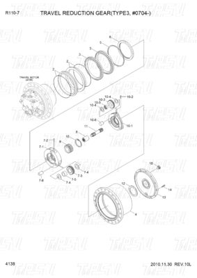 XKAY-01867 R110-7 adaptable para excavadora con reducción planetaria y perno en sistema