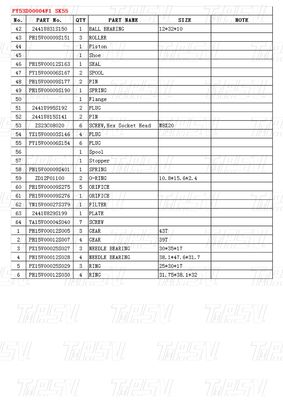 Varia en función del modelo PY53D00004F1 SK55 Catálogo de accionamiento de excavadora