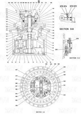 Talleres de reparación de maquinaria YN15V00037F2 SK210-8Excavadora Viajes Drvie Catálogo de piezas en el transporte Embalaje Caja de madera