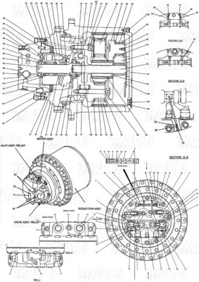 Instalación Cerrojo LQ15V00007F2 Excavadora Catálogo de accionamiento de viaje varía según el modelo